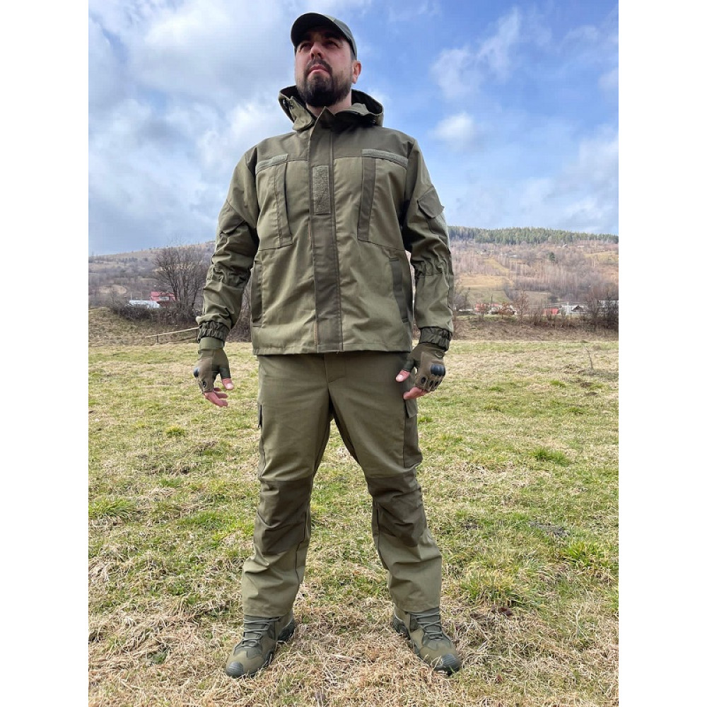 Костюм для мужчин хлопок 100% с водостойкой пропиткой на весну лето Service Odyag олива хаки