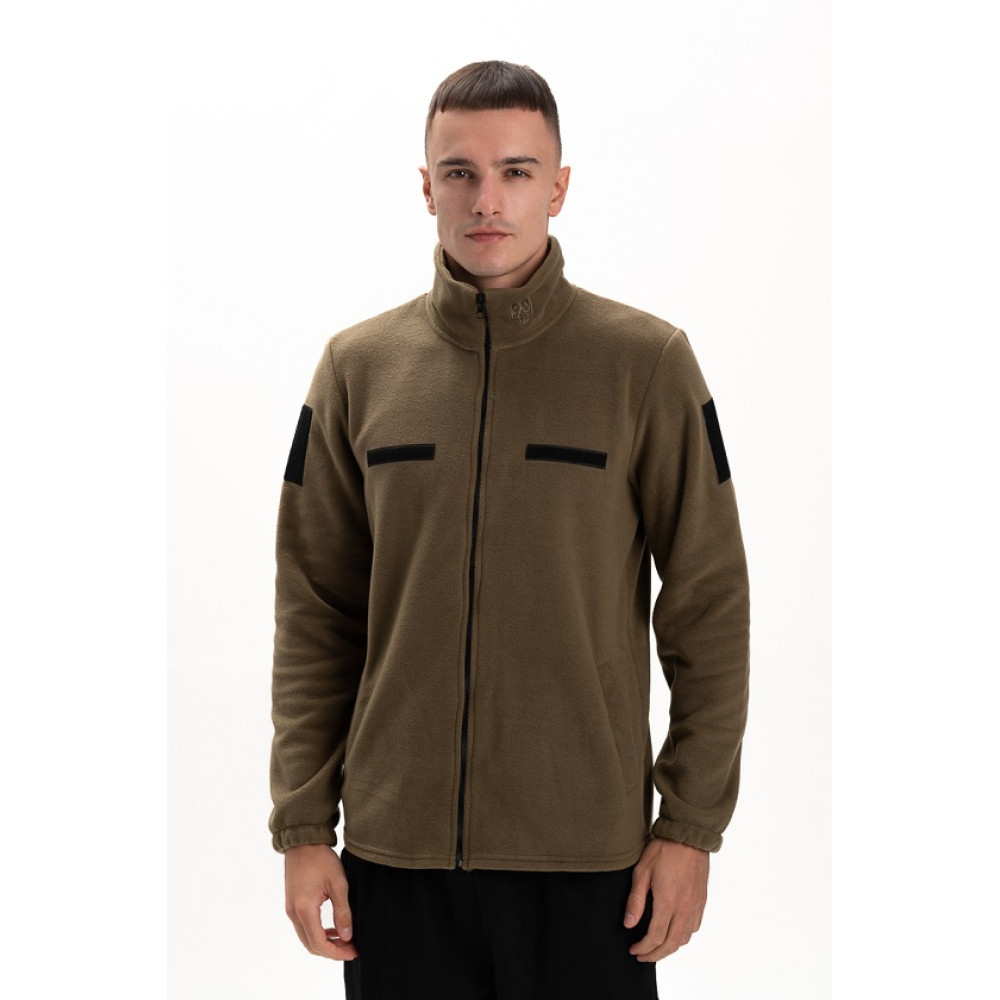 Флисовая толстовка кофта цвет Хаки (тризуб вышивка) Service Odyag 280 грам турецький Полар