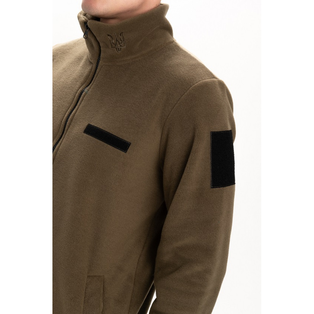 Флисовая толстовка кофта цвет Хаки (тризуб вышивка) Service Odyag 280 грам турецький Полар