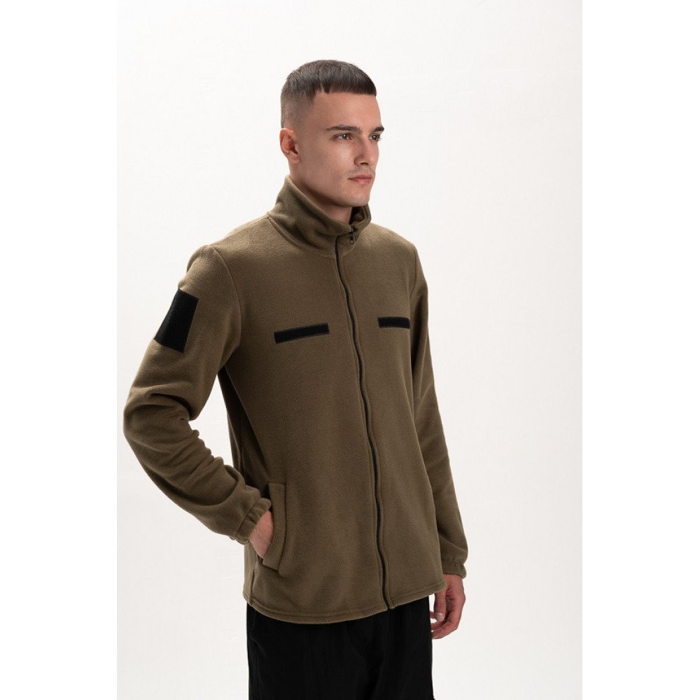 Флисовая толстовка кофта цвет Хаки (тризуб вышивка) Service Odyag 280 грам турецький Полар