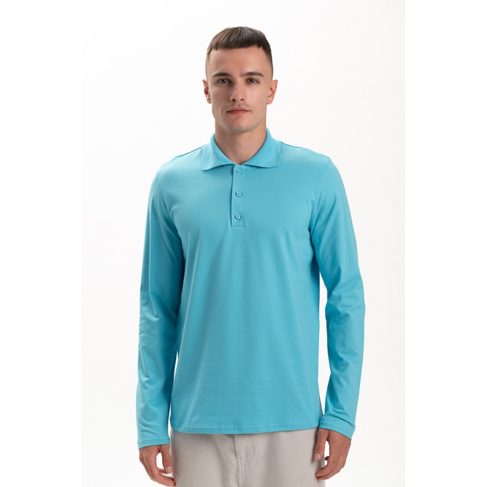 Футболка PREMIUM поло чоловіча колір Блакитний Service Odyag мікролакоста