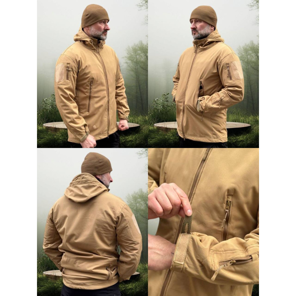 Куртка Softshell софтшел на флисе койот весна лето осень