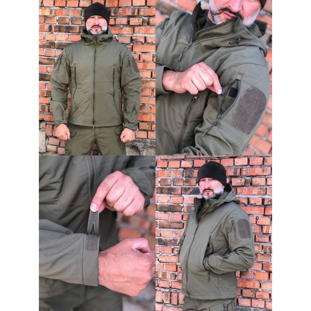 Куртка Softshell на флисе олива хаки весна лето осень Китай