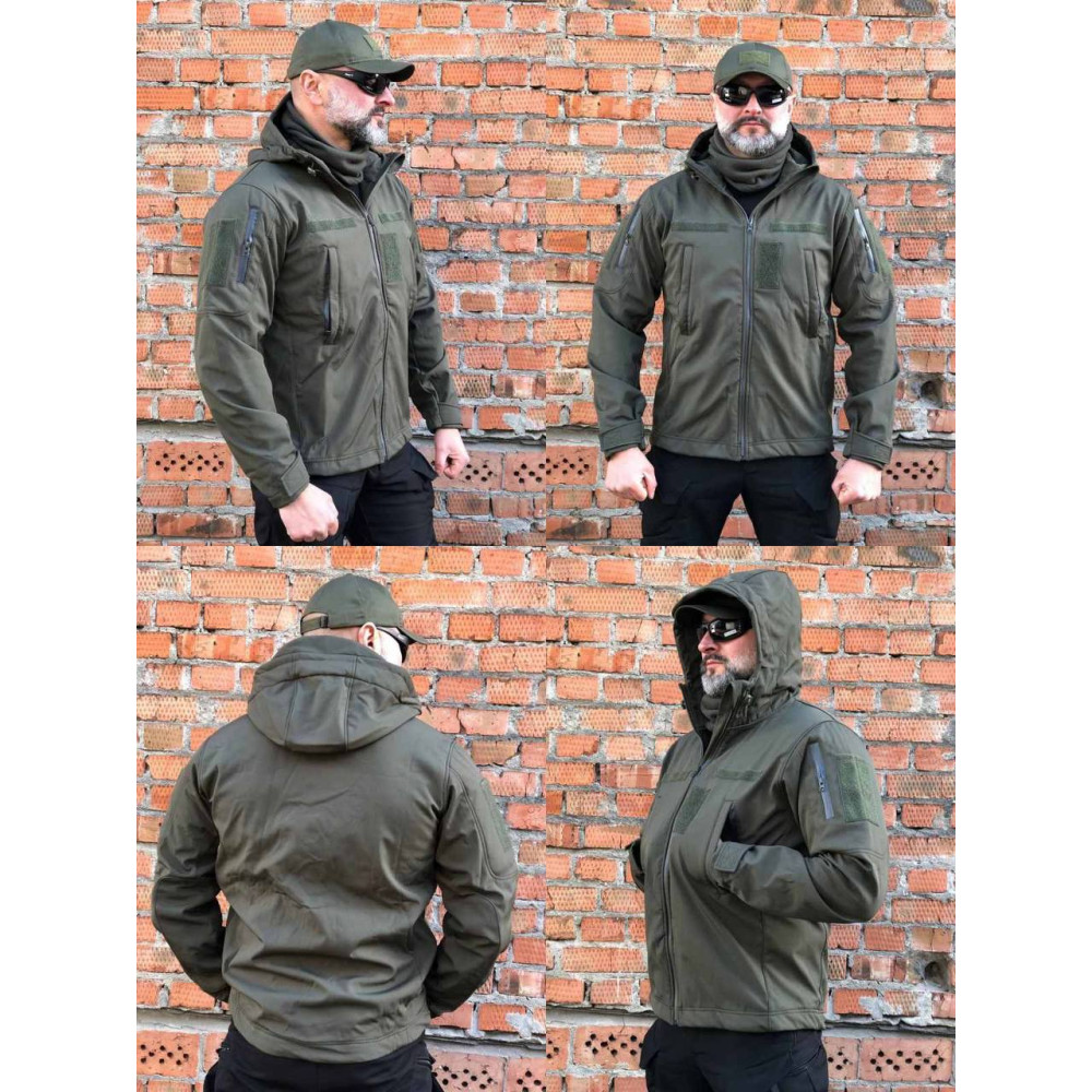 Куртка Softshell на флисе олива хаки весна лето осень Китай