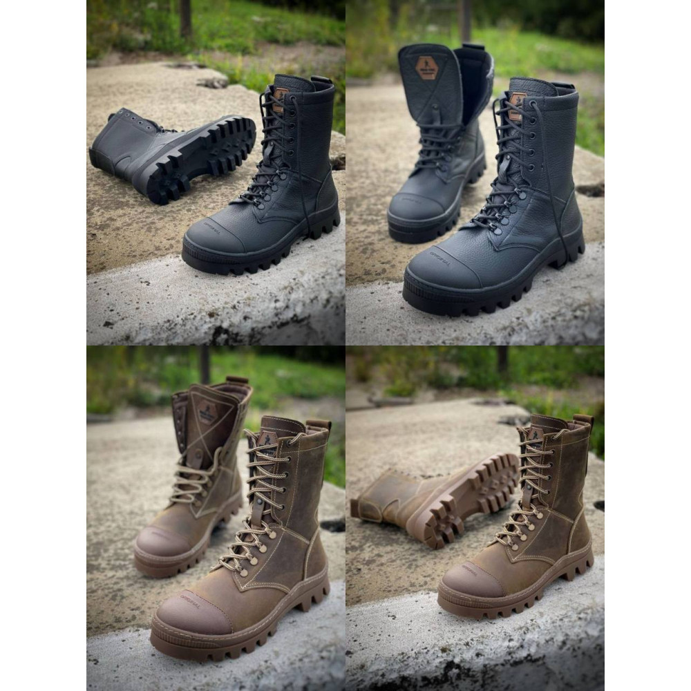 Берцы кожа весна лето Service Odyag Kiborg Koyot Black койот черный