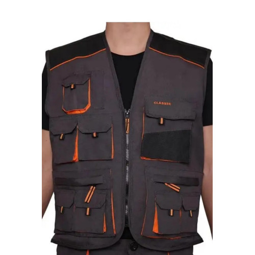 Жилет рабочий коричневый черный весна лето осень цвет графит черный ArtMas