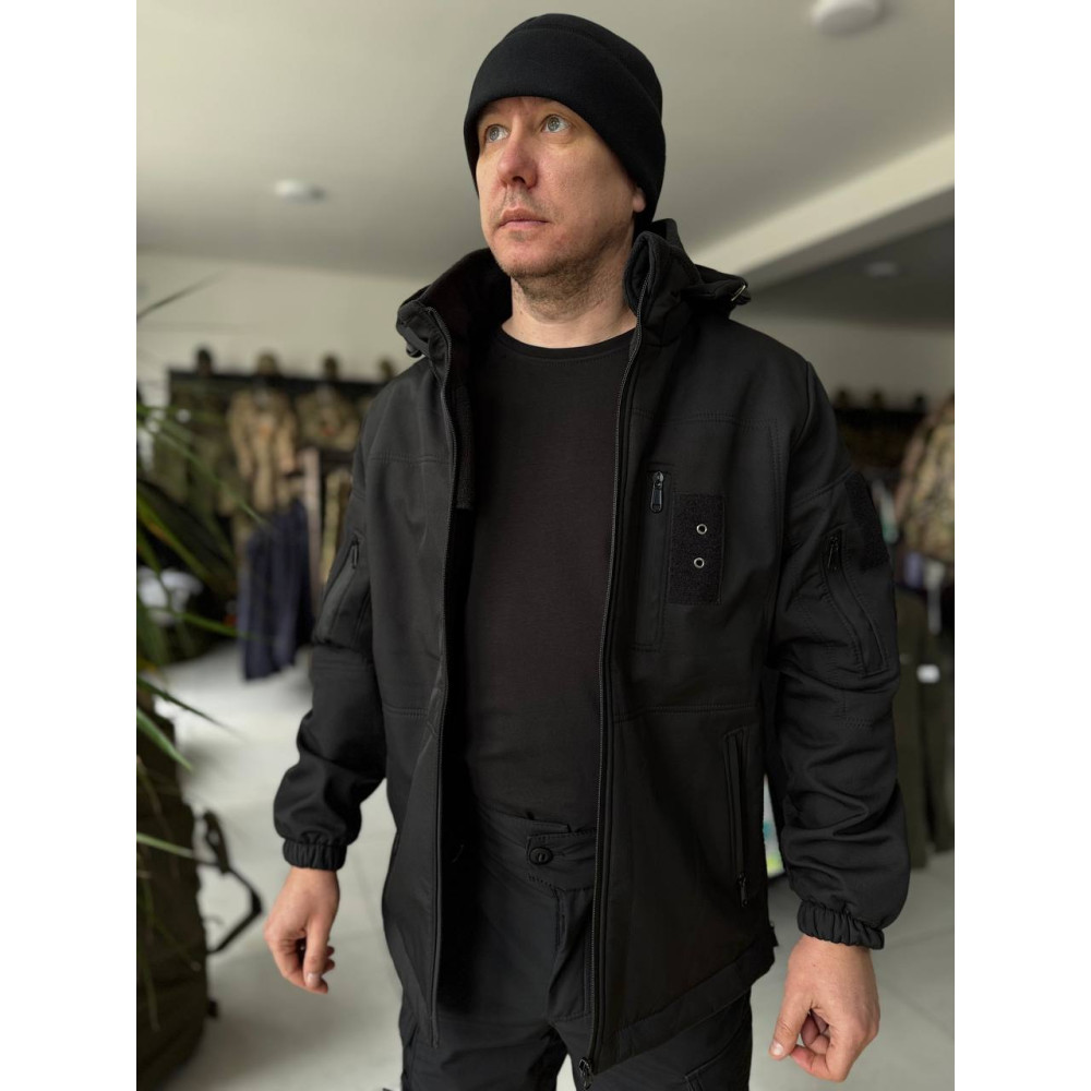 Куртка Softshell на флисе черный весна лето осень