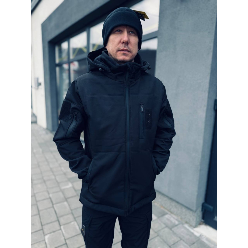 Куртка Softshell на флисе черный весна лето осень