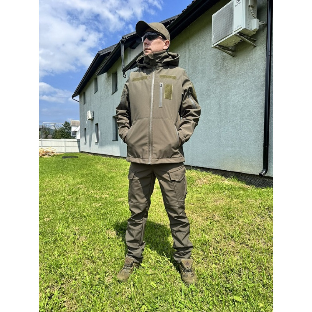 Костюм Softshell Premium на флисе цвет хаки олива