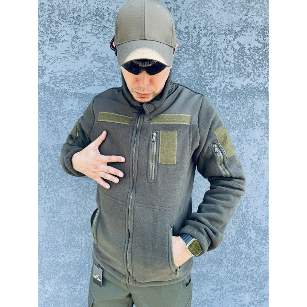 Кофта PREMIUM ХАКИ ОЛИВКА флисовая унисекс 300 грамм