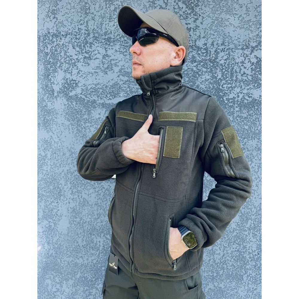 Кофта PREMIUM ХАКИ ОЛИВКА флисовая унисекс 300 грамм