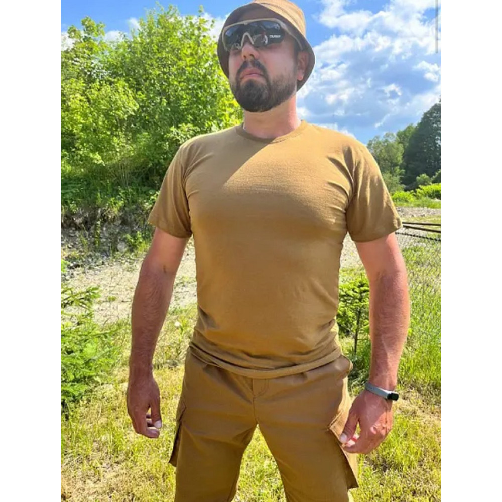 Футболка однотонна ОПТ койот щільна Service Odyag 100% бавовна