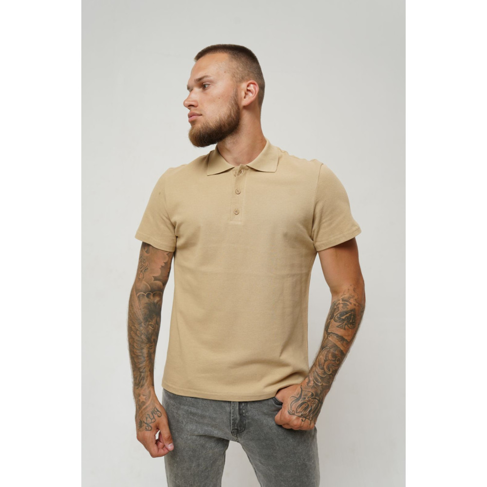 Футболка поло тенниска Service Odyag трикотажная ткань лакоста цвет бежевый LUX