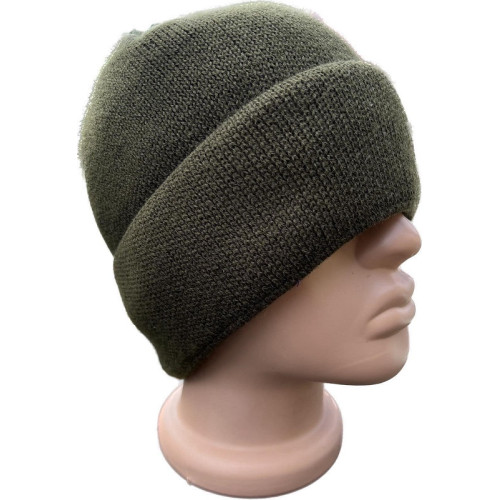 Шапка защитная зимняя вязаная SUPERTEPLO OLIVA с отворотом