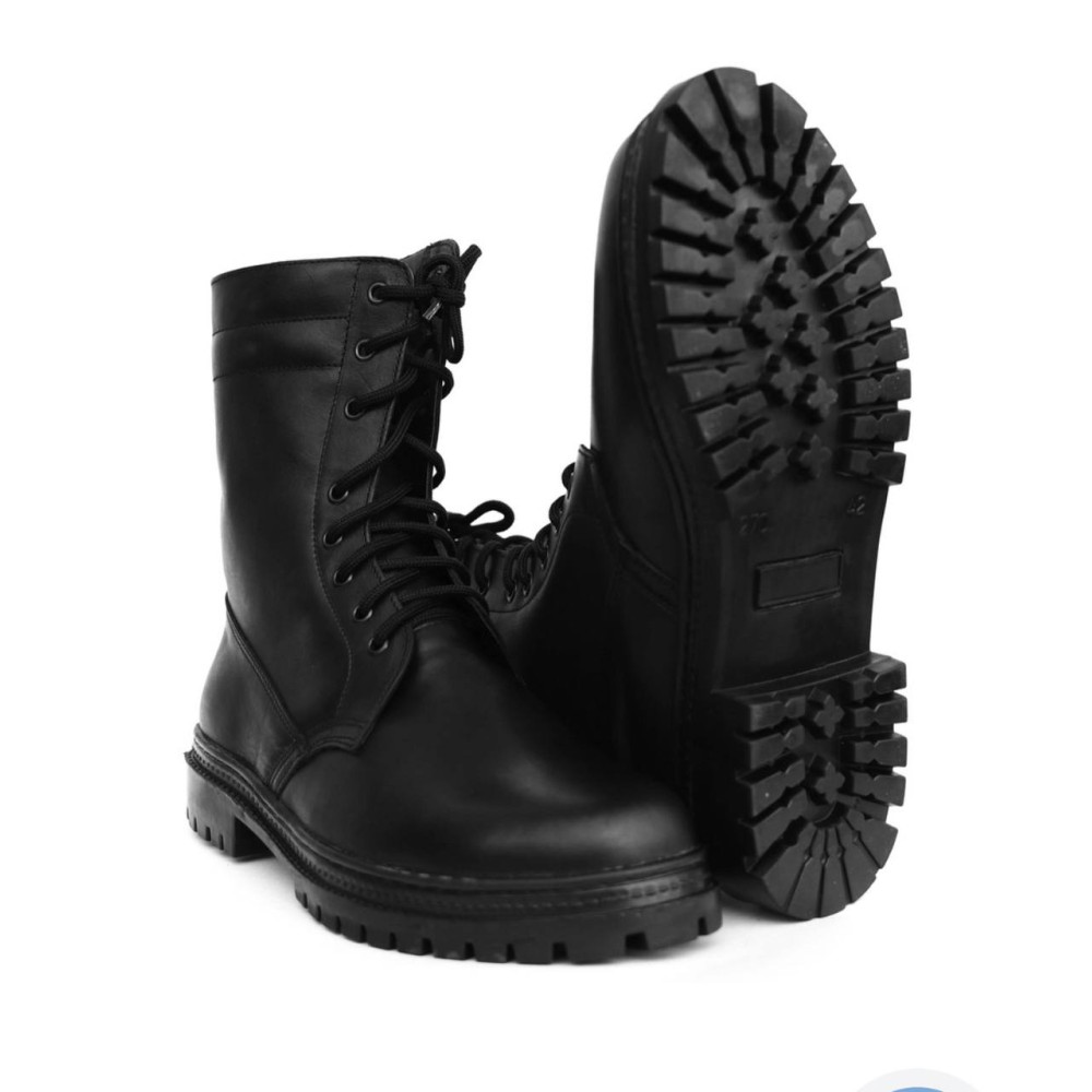 Берцы на весну лето ботинки кожа гладкий хром Service Odyag Grom черный