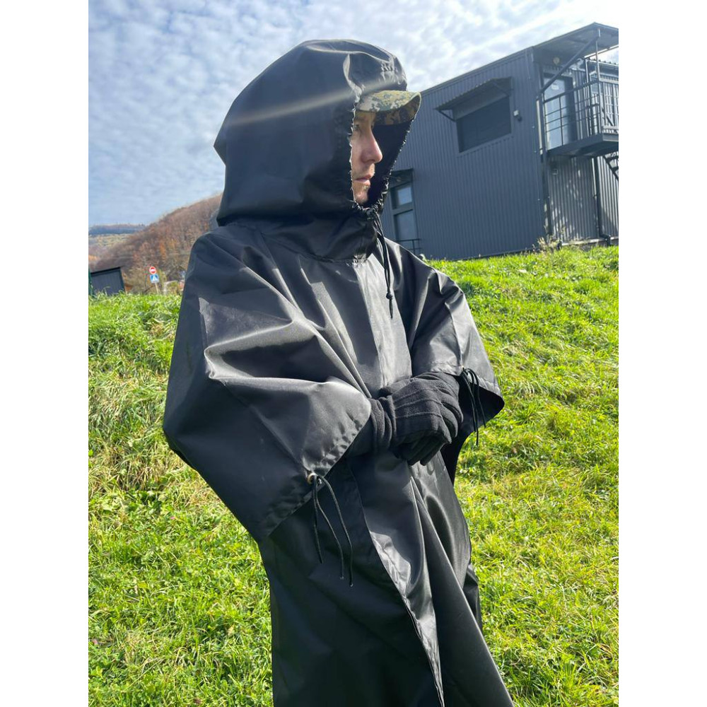 Плащ палатка пошит по стандартам ДСТУ черный люверсы и липучки