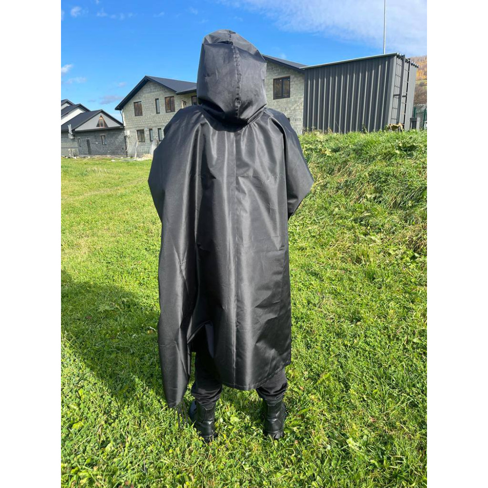 Плащ палатка пошит по стандартам ДСТУ черный люверсы и липучки