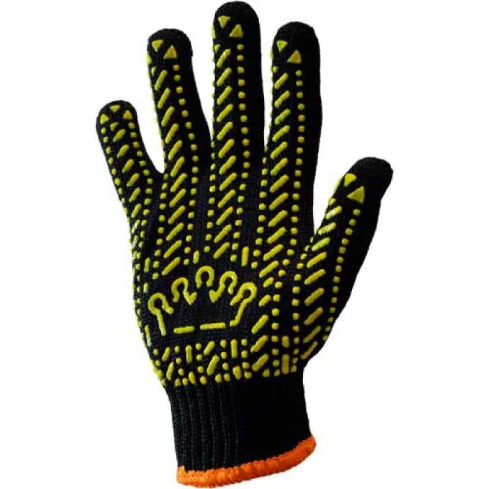 Перчатки трикотажные с ПВХ точкой вязаные плотные Корона люкс