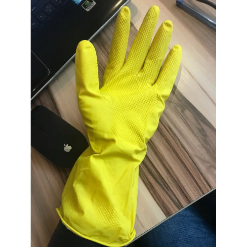 Перчатки хозяйственные латексные с пудровым напылением желтые стандарт