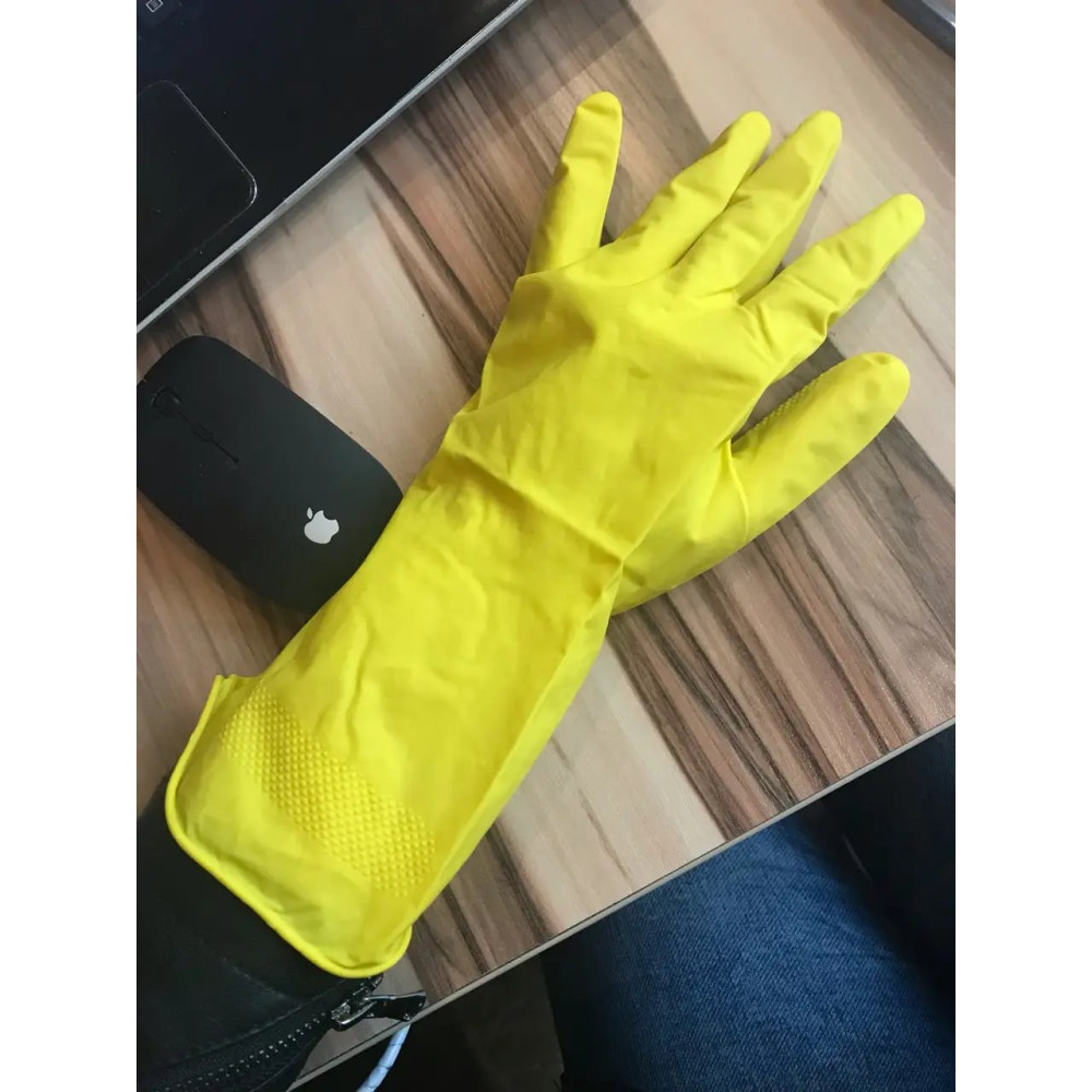 Перчатки хозяйственные латексные с пудровым напылением желтые стандарт