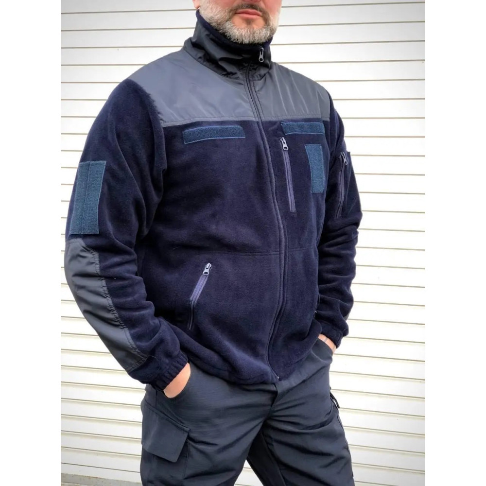 Кофта флисовая качество PREMIUM цвет черный синий