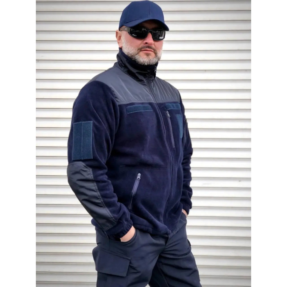 Кофта флисовая качество PREMIUM цвет черный синий