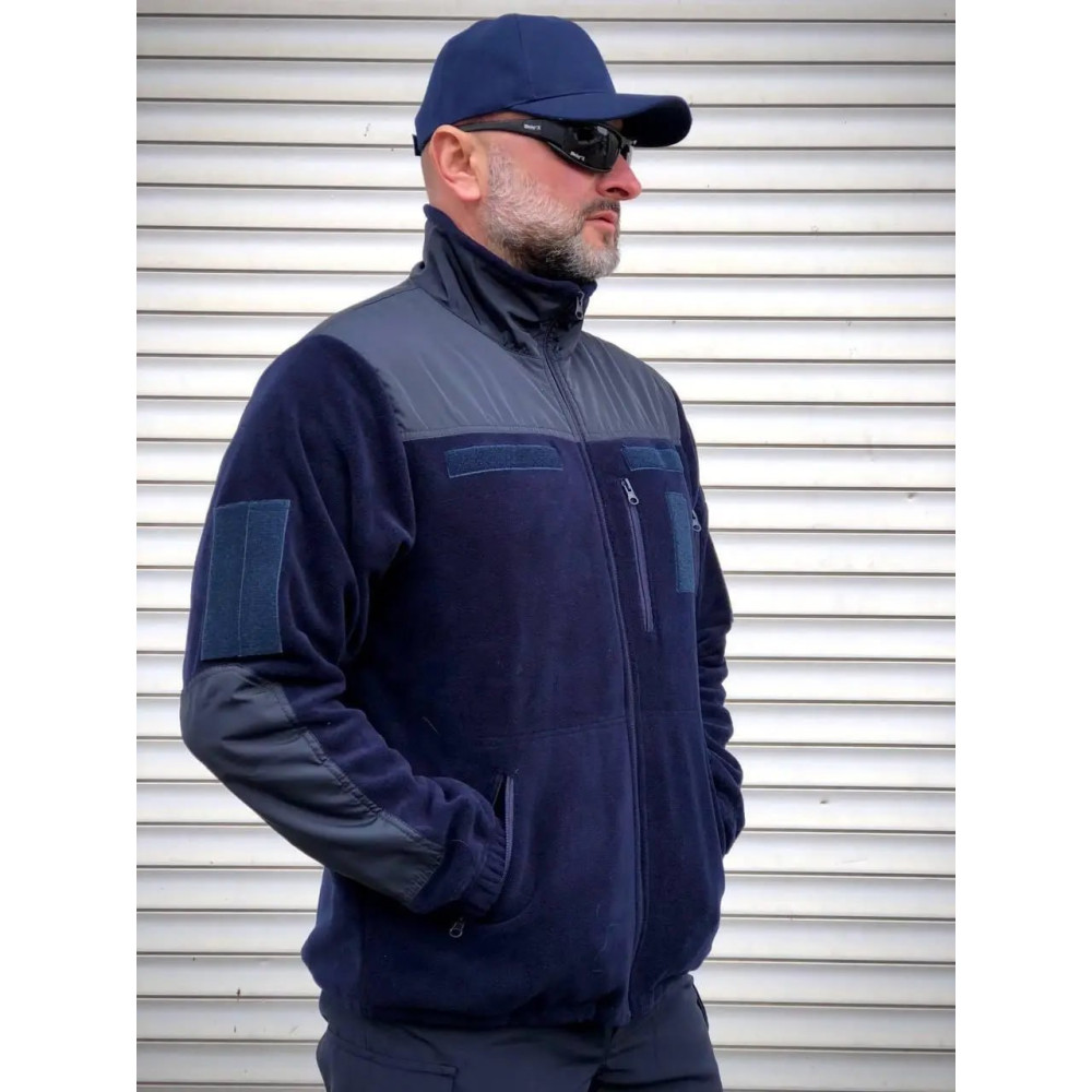 Кофта флисовая качество PREMIUM цвет черный синий