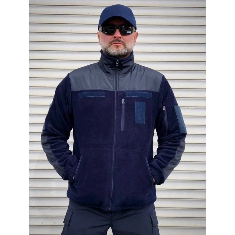 Кофта флисовая качество PREMIUM цвет черный синий