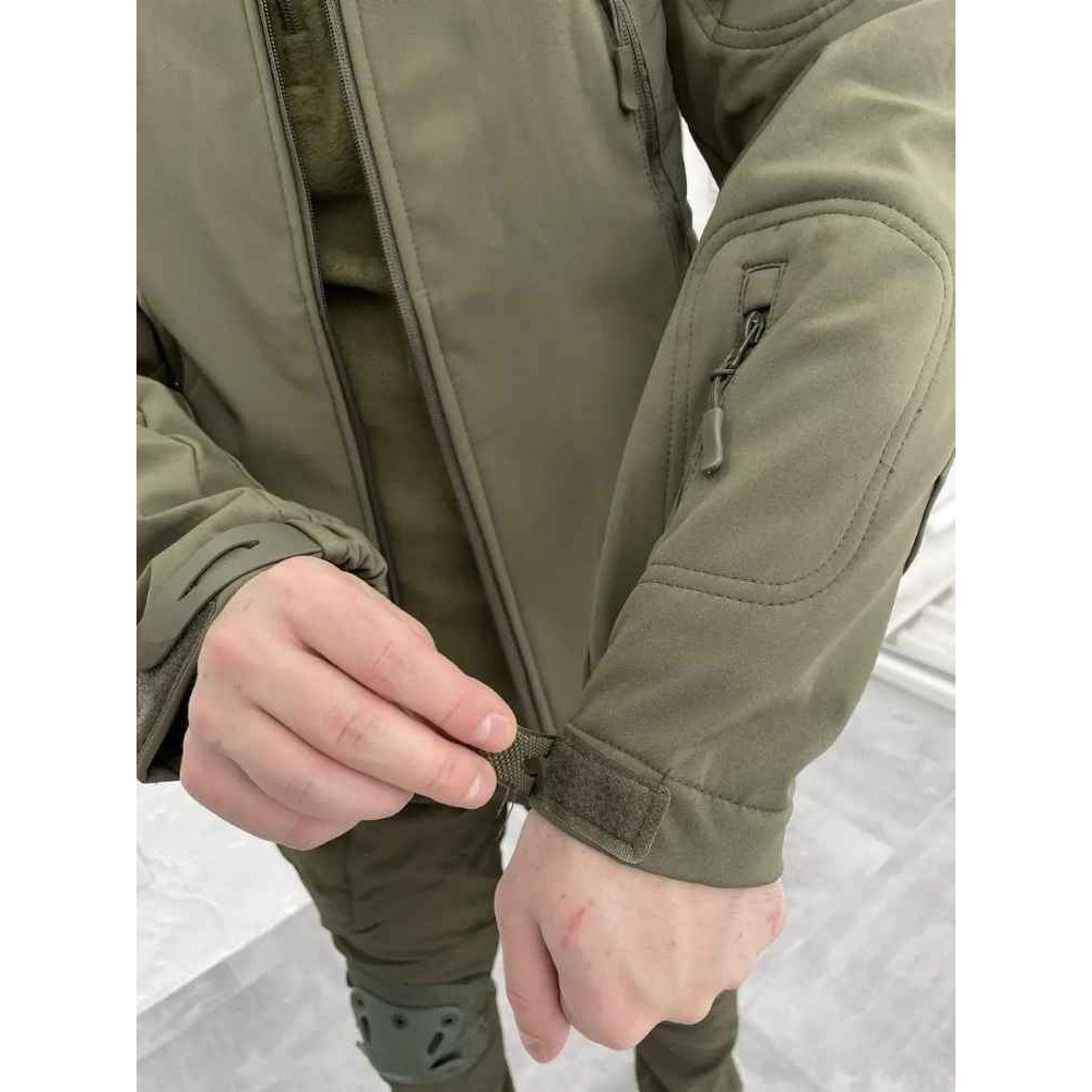 Куртка влагозащитная на флисе Soft Shall цвет хаки олива синий черный