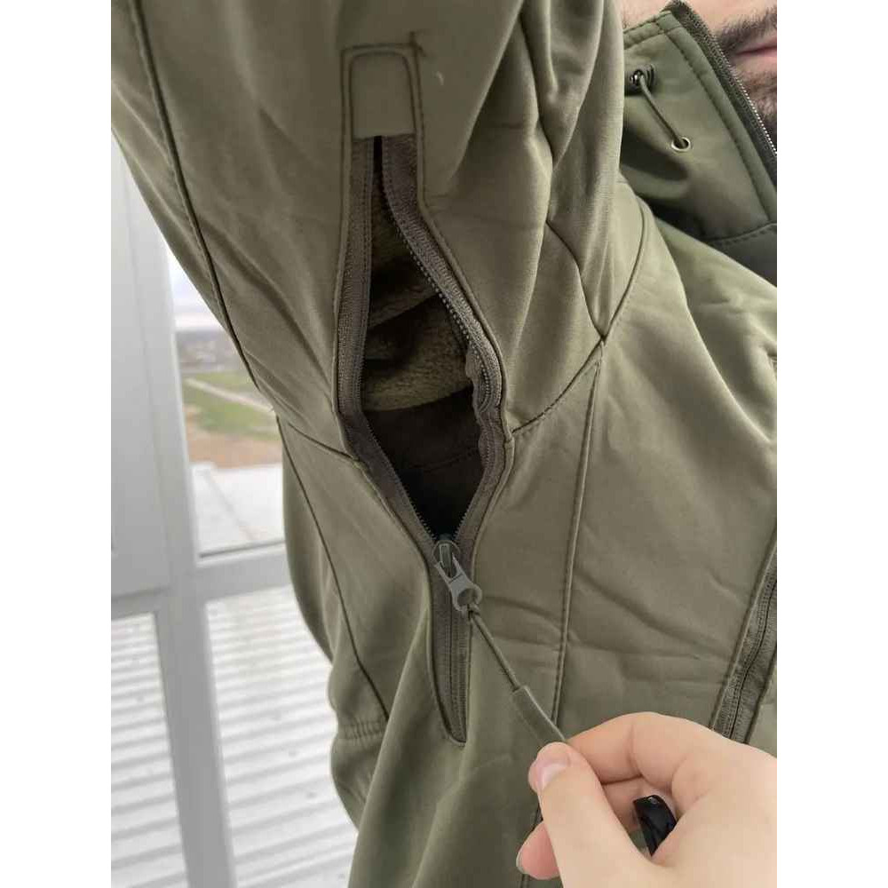 Куртка влагозащитная на флисе Soft Shall цвет хаки олива синий черный