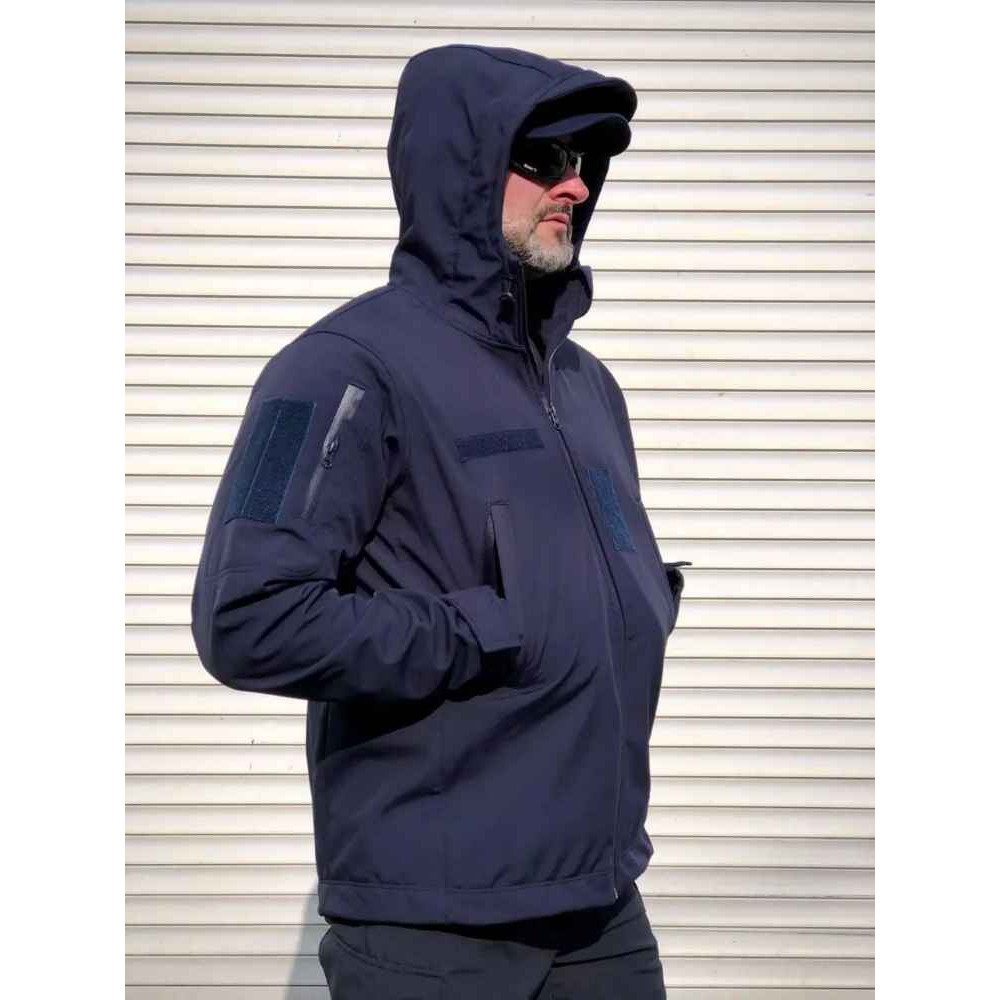 Куртка софтшелл SoftShell DARK BLUE синя вітро вологозахисна на флісі