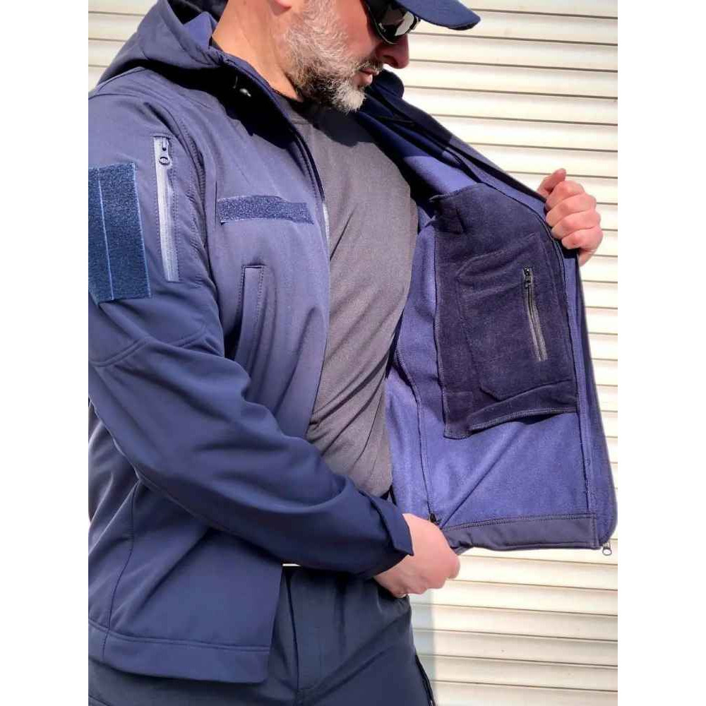 Куртка софтшелл SoftShell DARK BLUE синя вітро вологозахисна на флісі