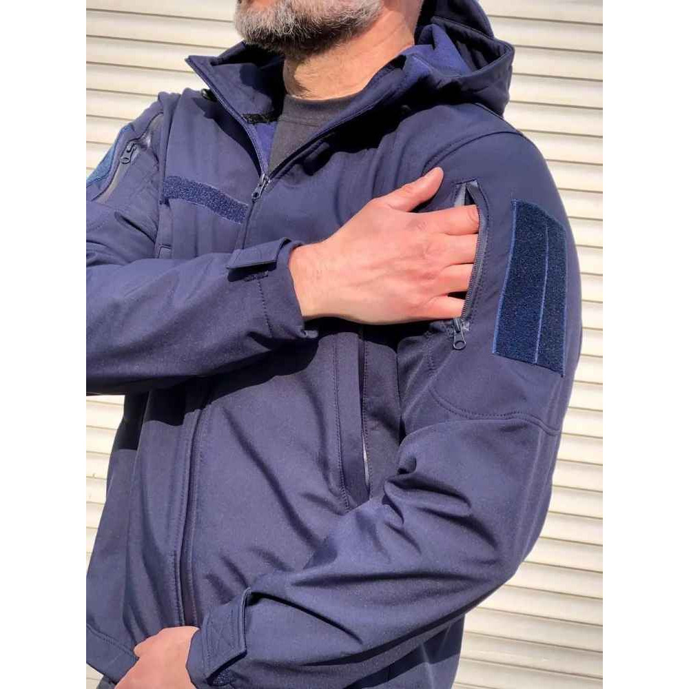 Куртка софтшелл SoftShell DARK BLUE синя вітро вологозахисна на флісі