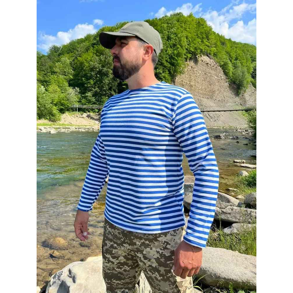 Тельняшка вязаная UKRAINIAN трикотаж 500 грамм 100% ХБ: голубая, зеленая, синяя