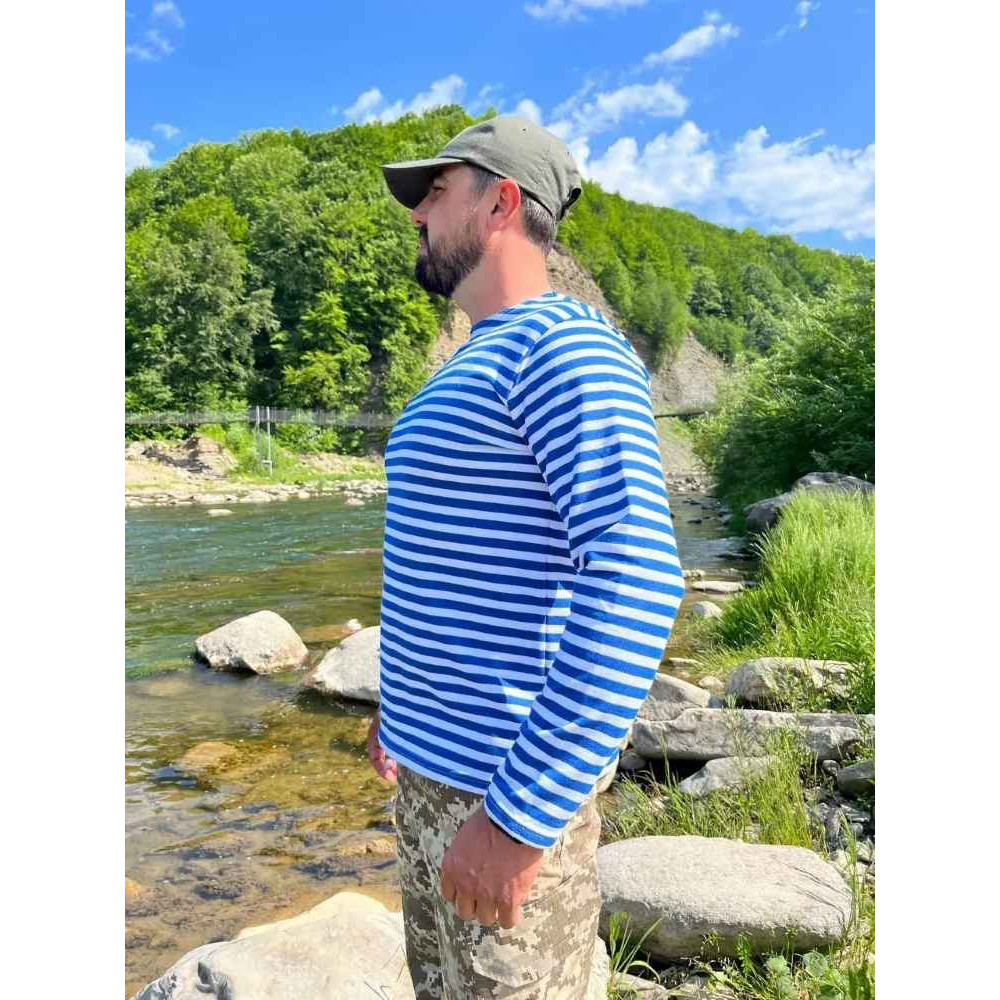 Тельняшка вязаная UKRAINIAN трикотаж 500 грамм 100% ХБ: голубая, зеленая, синяя