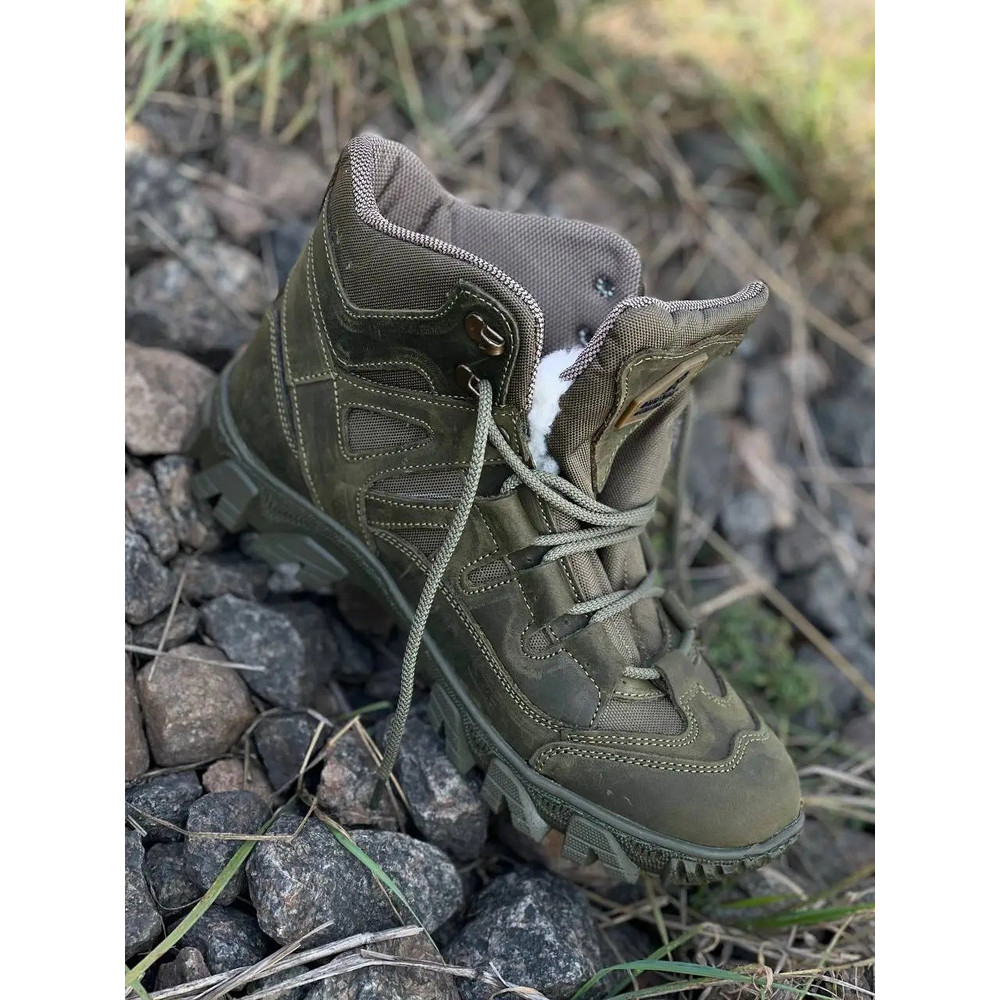 Зимові черевики на хутрі Service Odyag UKR-TEC колір олива