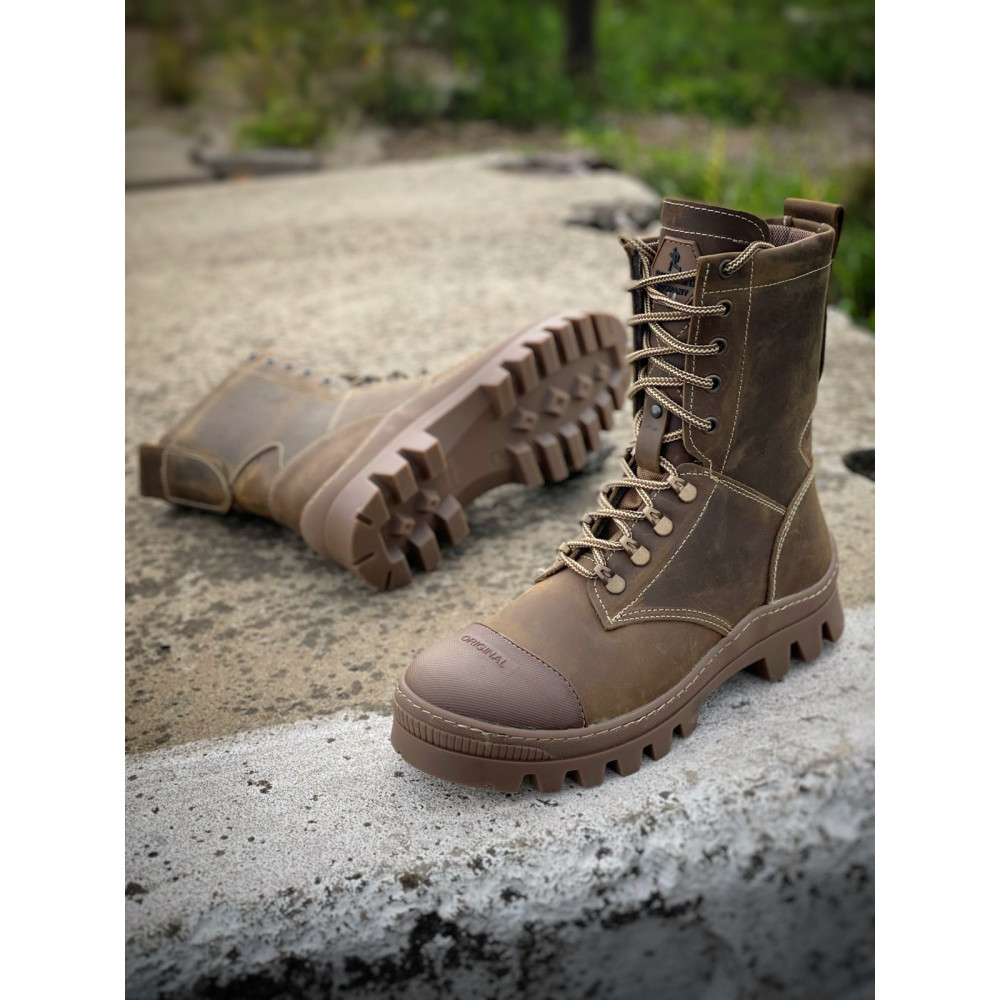 Берцы кожа весна лето Service Odyag Kiborg Koyot Black койот черный