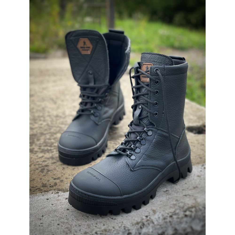 Берцы кожа весна лето Service Odyag Kiborg Black черные койот