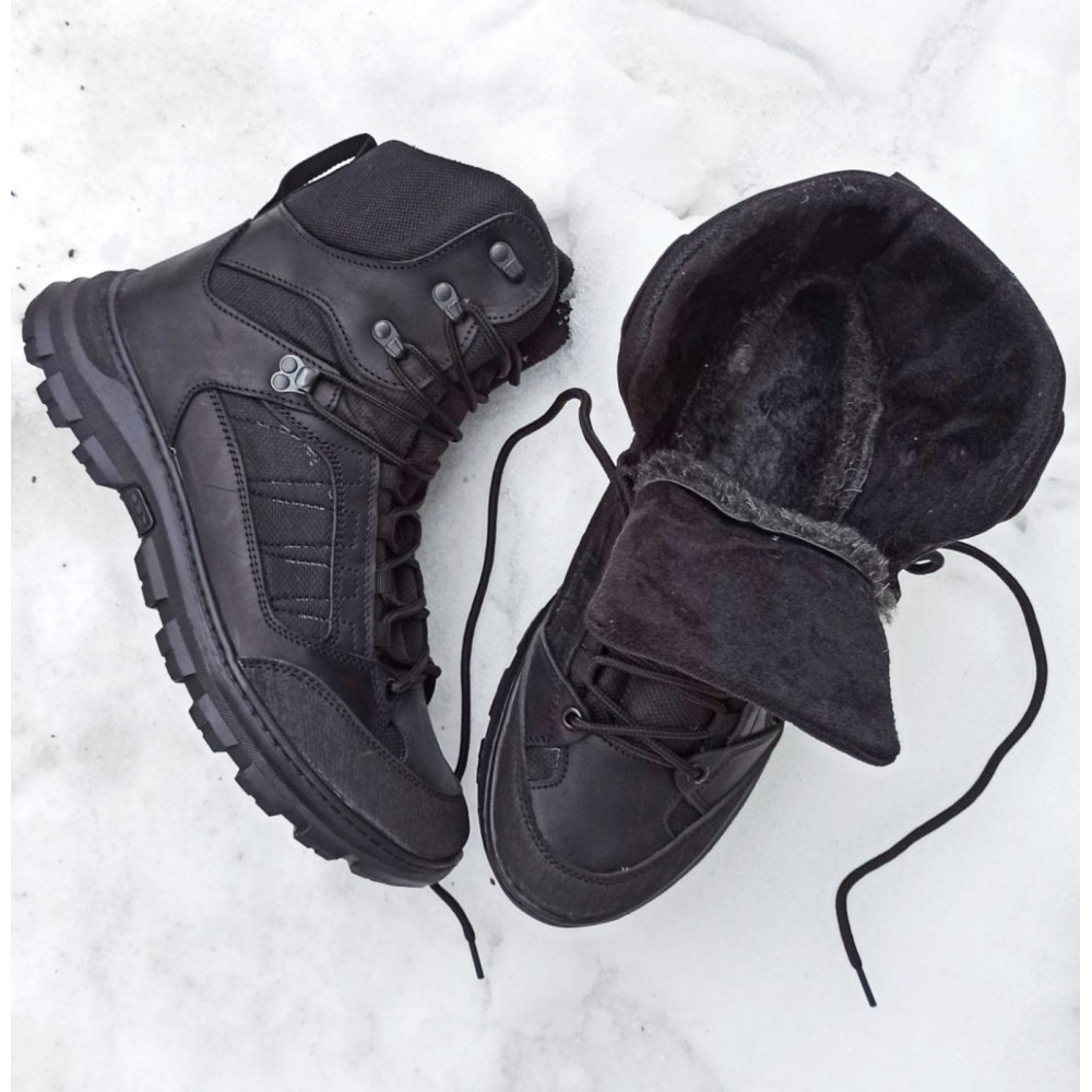 Берцы зимние на меху Service Odyag черные Пегас