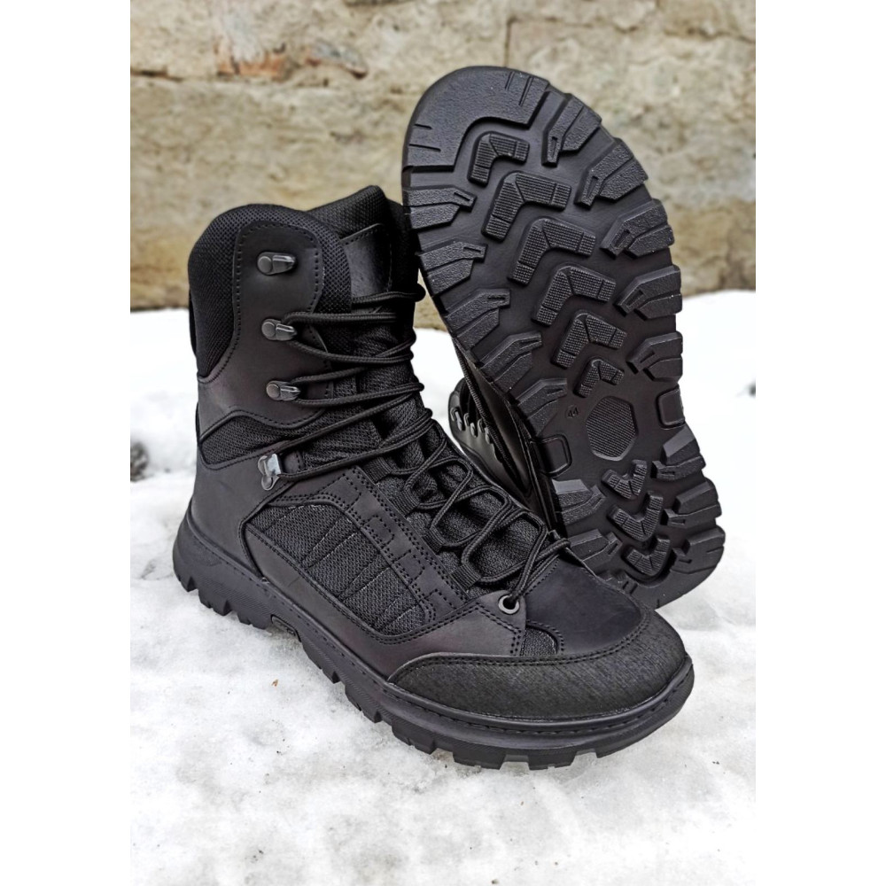 Берцы зимние на меху Service Odyag черные Пегас