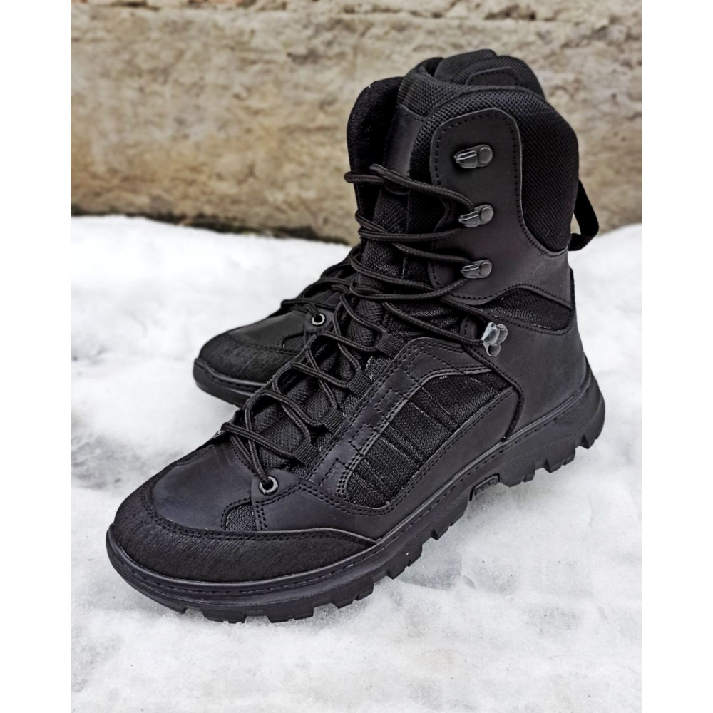 Берцы зимние на меху Service Odyag черные Пегас