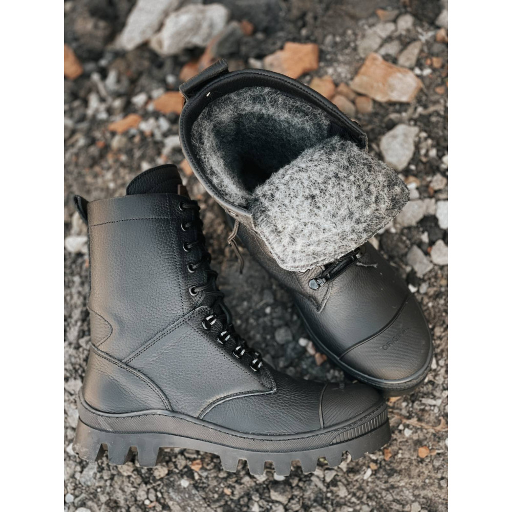 Берцы зимние Service Odyag Kiborg Black Мех утепленные