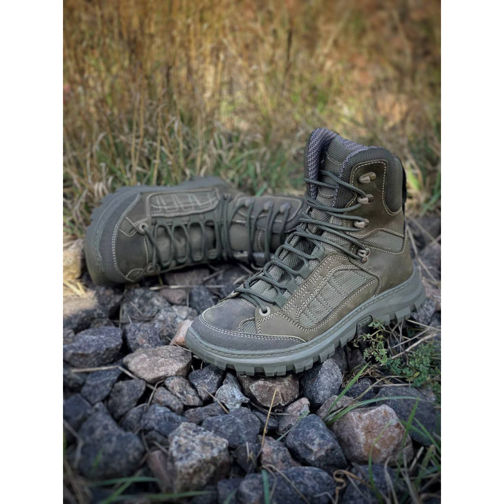 Берцы кожа весна лето Service Odyag Oliva Pegas на мембране олива койот