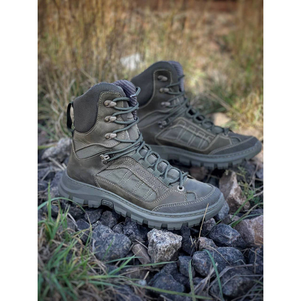 Берцы кожа весна лето Service Odyag Oliva Pegas на мембране олива койот