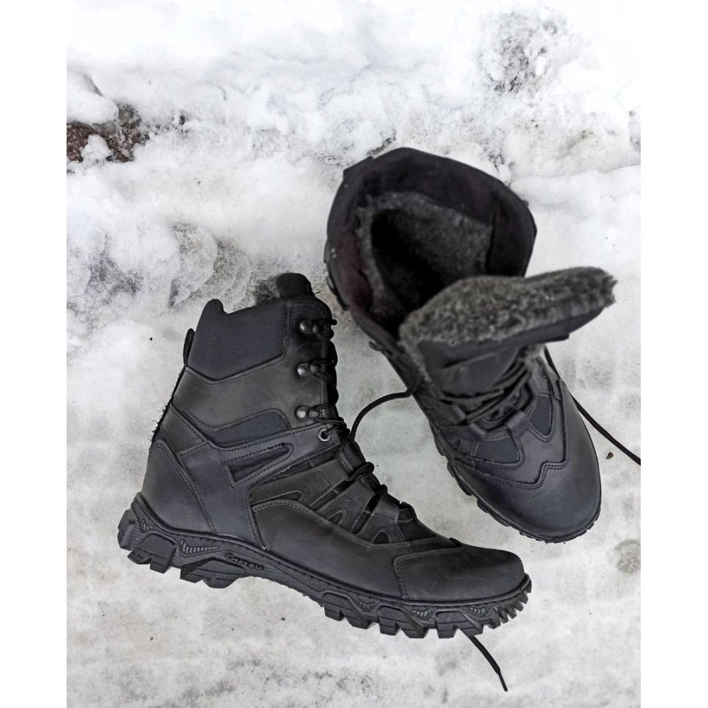Ботинки зимние Service Odyag берцы черные кожаные Памир