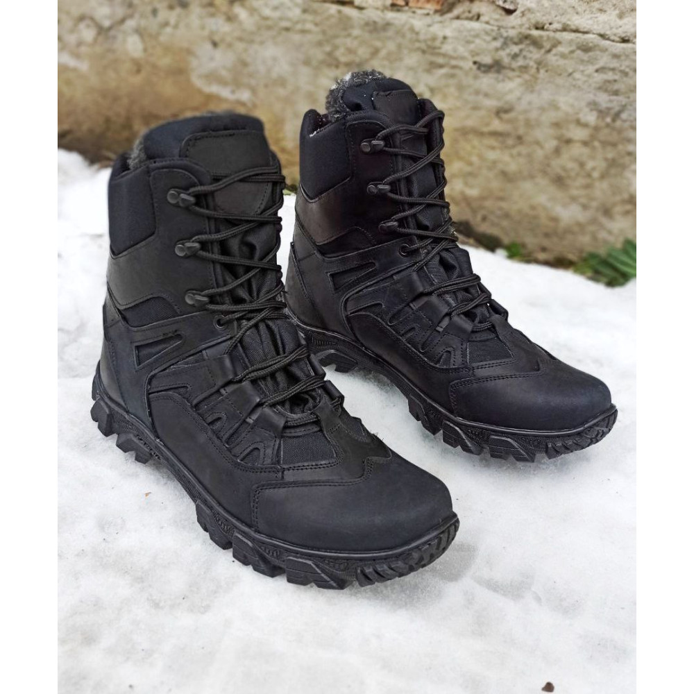 Ботинки зимние Service Odyag берцы черные кожаные Памир