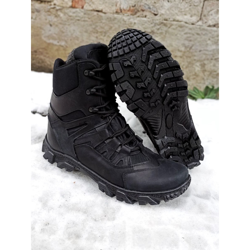 Ботинки зимние Service Odyag берцы черные кожаные Памир