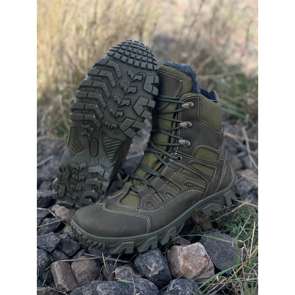 Ботинки зимние Service Odyag берцы кожаные Памир олива