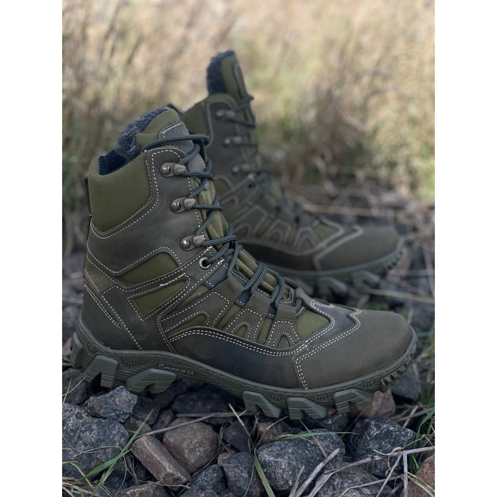 Ботинки зимние Service Odyag берцы кожаные Памир олива