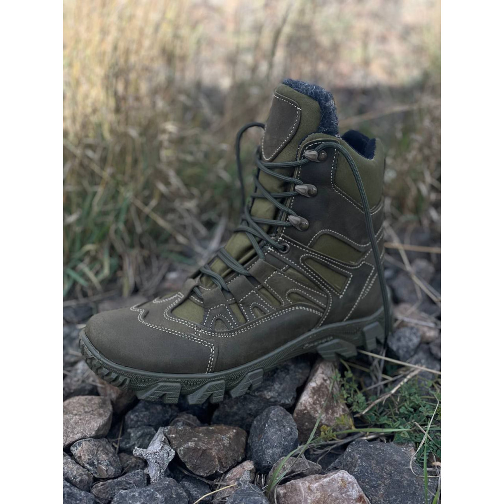 Ботинки зимние Service Odyag берцы кожаные Памир олива